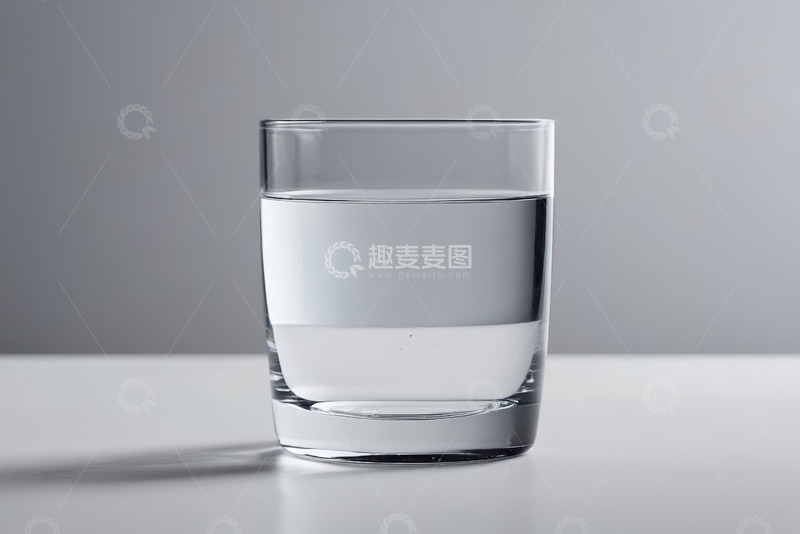 高清大图下载【趣麦麦图】透明玻璃杯中装着清澈饮用水