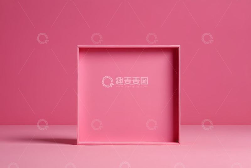 高清大图下载【趣麦麦图】粉色背景下的空盒子