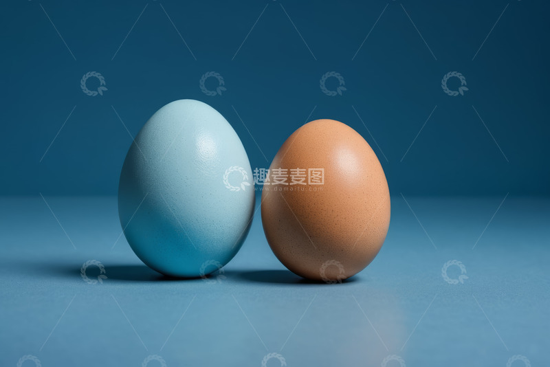 高清大图下载【趣麦麦图】蓝色背景上的蓝棕鸡蛋