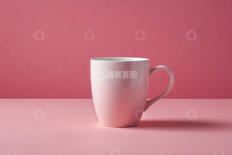 高清大图下载【趣麦麦图】粉色背景上的白色马克杯