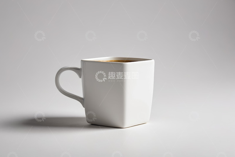 高清大图下载【趣麦麦图】白色方形咖啡杯特写