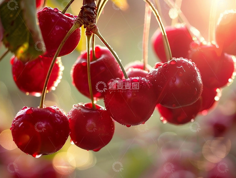 高清大图下载【趣麦麦图】清新景致里的红樱桃特写