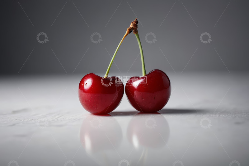 高清大图下载【趣麦麦图】两颗相连红樱桃特写
