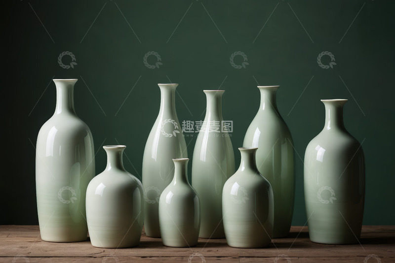 高清大图下载【趣麦麦图】浅绿色陶瓷花瓶静物展示