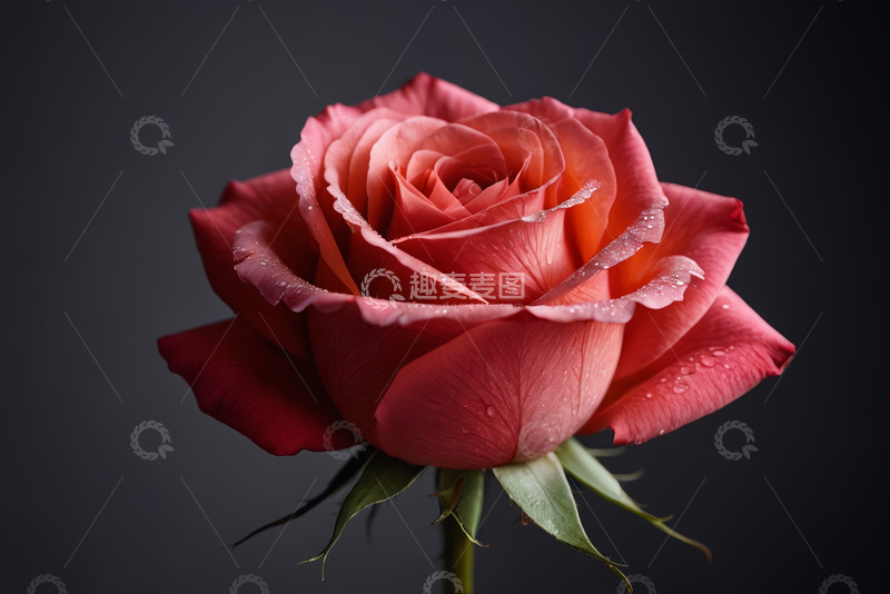 高清大图下载【趣麦麦图】带水珠的红色玫瑰花特写