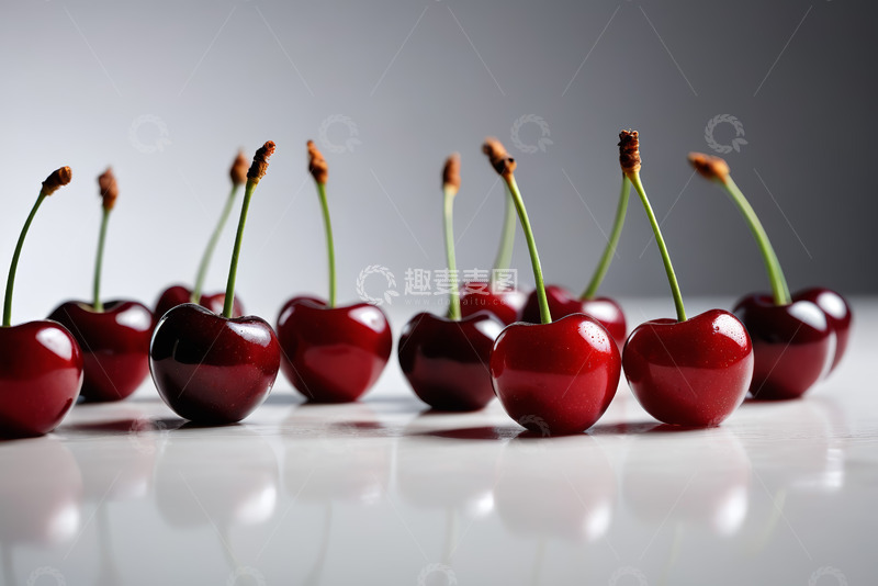 高清大图下载【趣麦麦图】排列整齐的新鲜樱桃