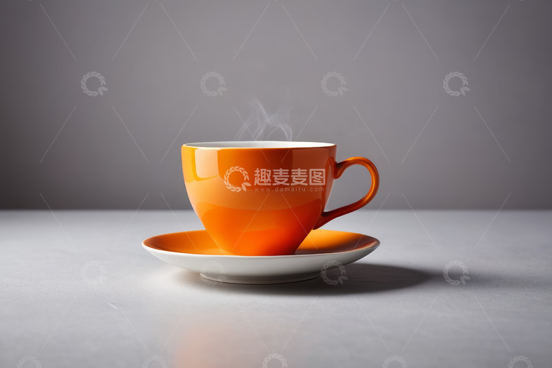 高清大图下载【趣麦麦图】橙色咖啡杯特写