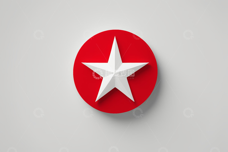 高清大图下载【趣麦麦图】红色圆形背景白色五角星