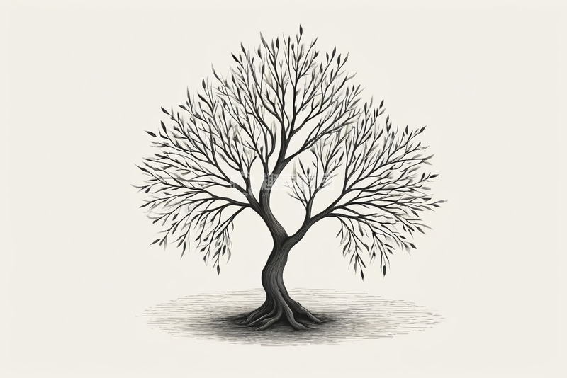 高清大图下载【趣麦麦图】简约风格单棵树木插画