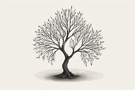 简约风格单棵树木插画