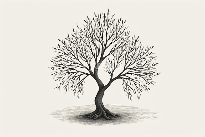 简约风格单棵树木插画