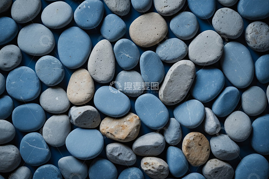 蓝色鹅卵石特写素材
