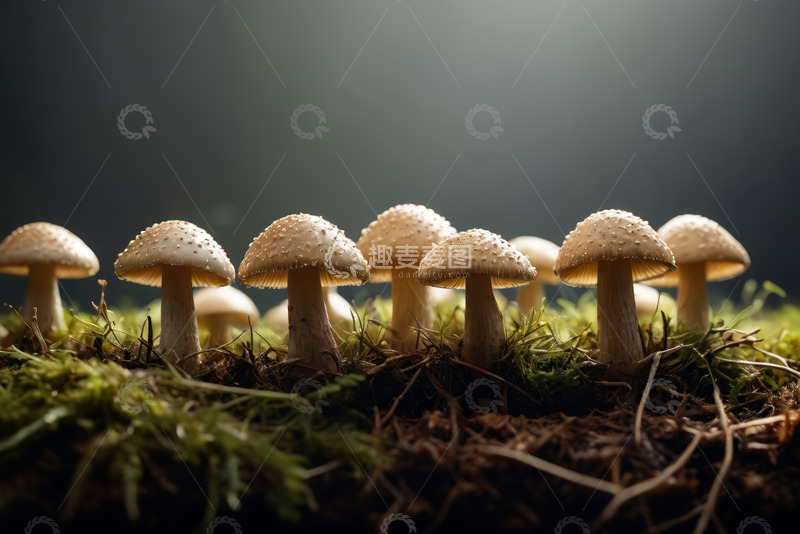 高清大图下载【趣麦麦图】地面生长的蘑菇自然景象