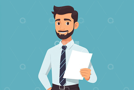 持文件商务男士卡通形象
