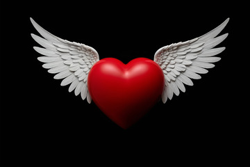 带翅膀的红色爱心素材