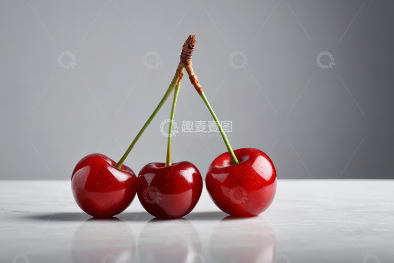 高清大图下载【趣麦麦图】三颗红樱桃特写