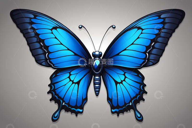 高清大图下载【趣麦麦图】蓝色蝴蝶特写