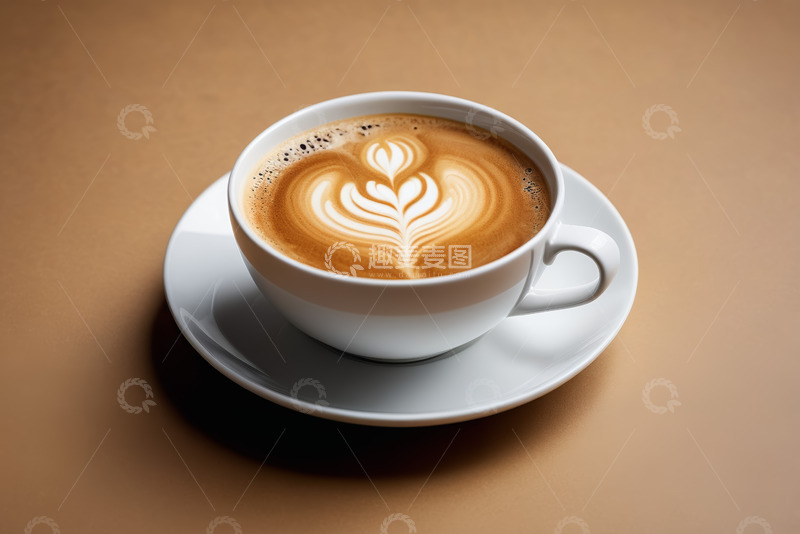 高清大图下载【趣麦麦图】白色杯碟装的拉花咖啡