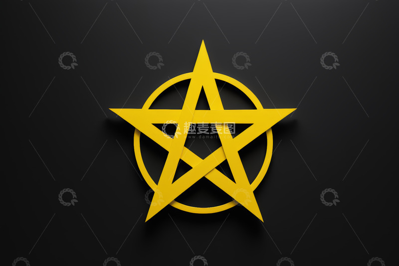 高清大图下载【趣麦麦图】黑色背景上的黄色五角星图形