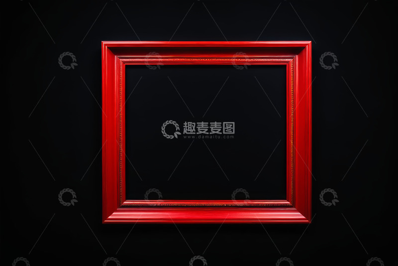 高清大图下载【趣麦麦图】红色装饰画框黑色背景