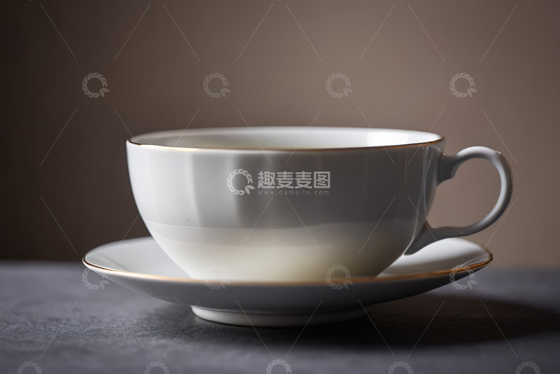 高清大图下载【趣麦麦图】白色金边咖啡杯与托盘