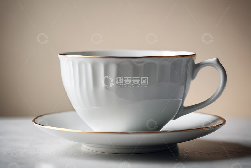 高清大图下载【趣麦麦图】白色金边咖啡杯特写