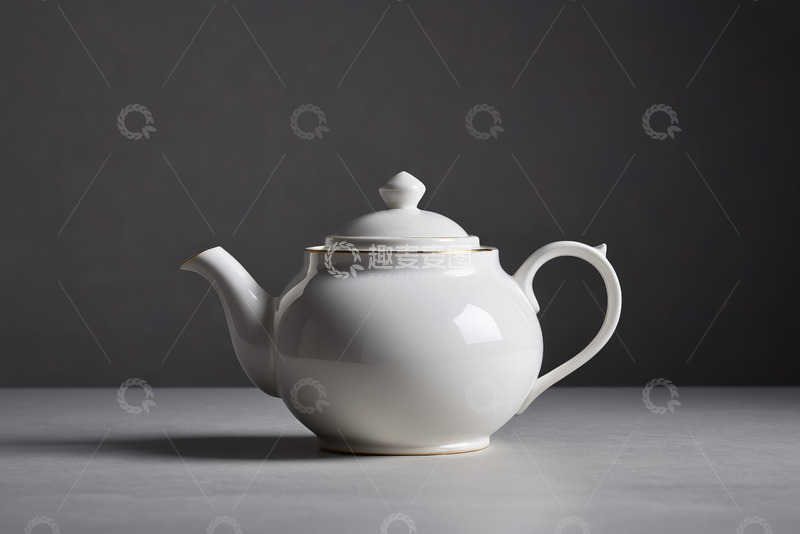 高清大图下载【趣麦麦图】白色陶瓷茶壶特写