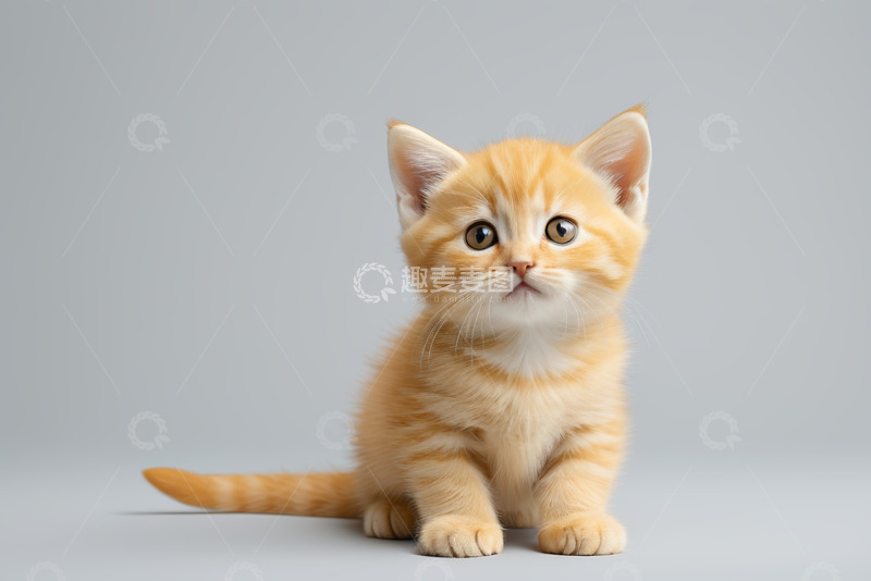 高清大图下载【趣麦麦图】橘色小猫正坐特写