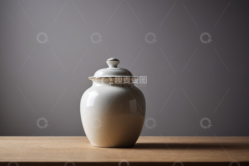高清大图下载【趣麦麦图】白色陶瓷罐静物特写