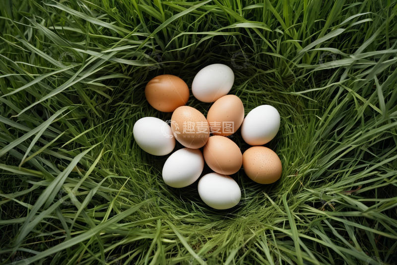 高清大图下载【趣麦麦图】草丛中的鸡蛋特写