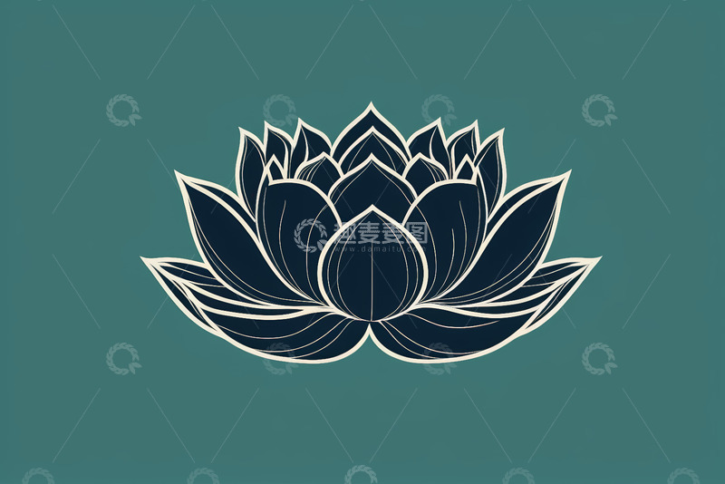 高清大图下载【趣麦麦图】简约风格莲花图案设计素材