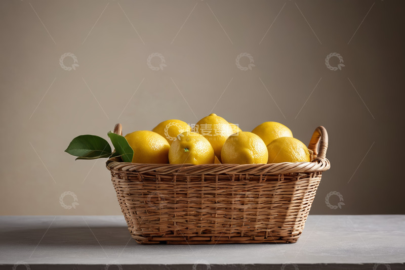 高清大图下载【趣麦麦图】篮子里的新鲜柠檬
