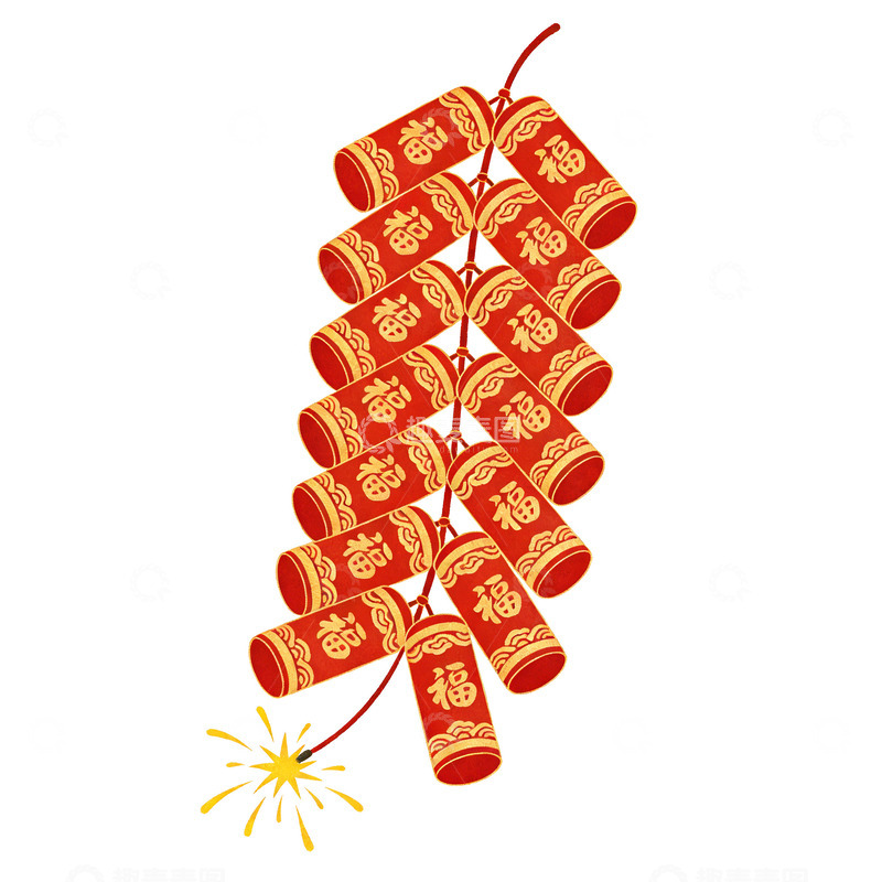 高清大图下载【趣麦麦图】过年鞭炮免扣