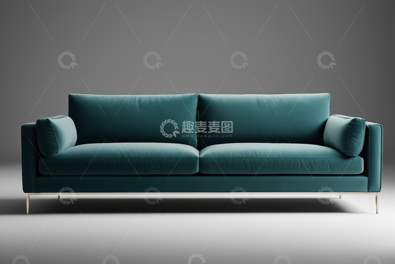 高清大图下载【趣麦麦图】现代风格青绿色双人沙发