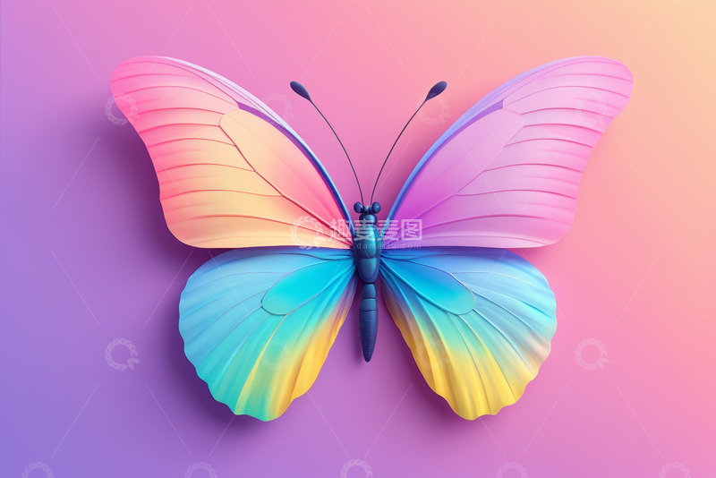 高清大图下载【趣麦麦图】彩色渐变蝴蝶特写