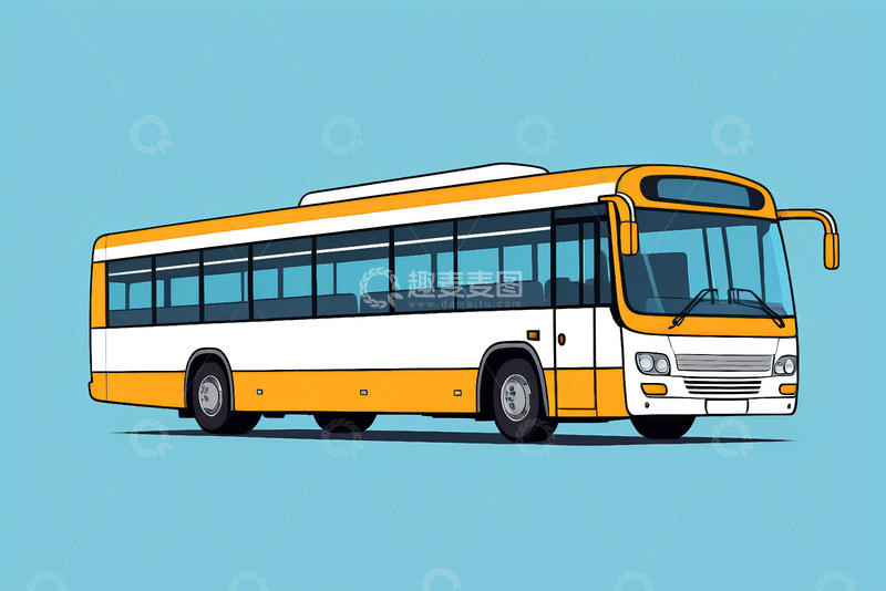 高清大图下载【趣麦麦图】橙白相间公共汽车动画素材