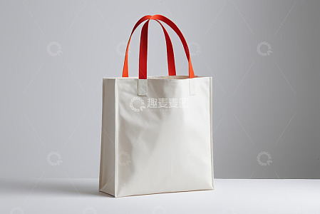 白色手提包带红色提手展示
