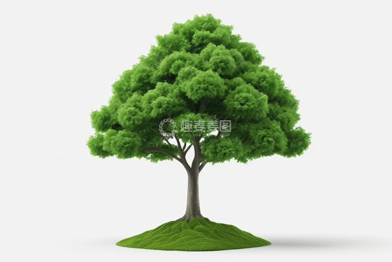 高清大图下载【趣麦麦图】白色背景下的绿色树木