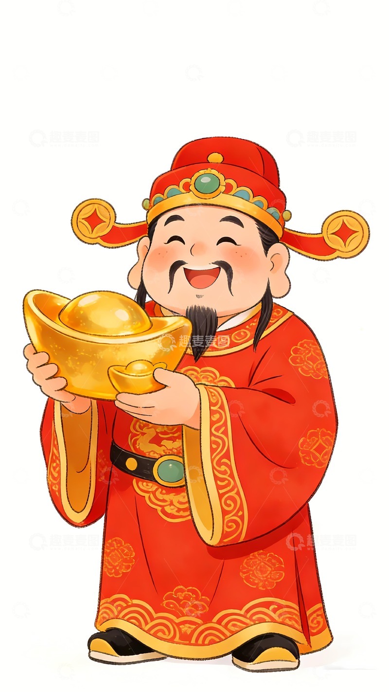 高清大图下载【趣麦麦图】马年财神爷马上发财