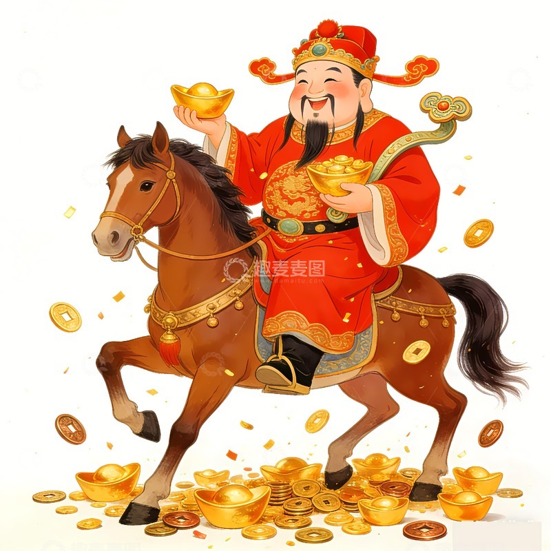高清大图下载【趣麦麦图】财神爷送祝福