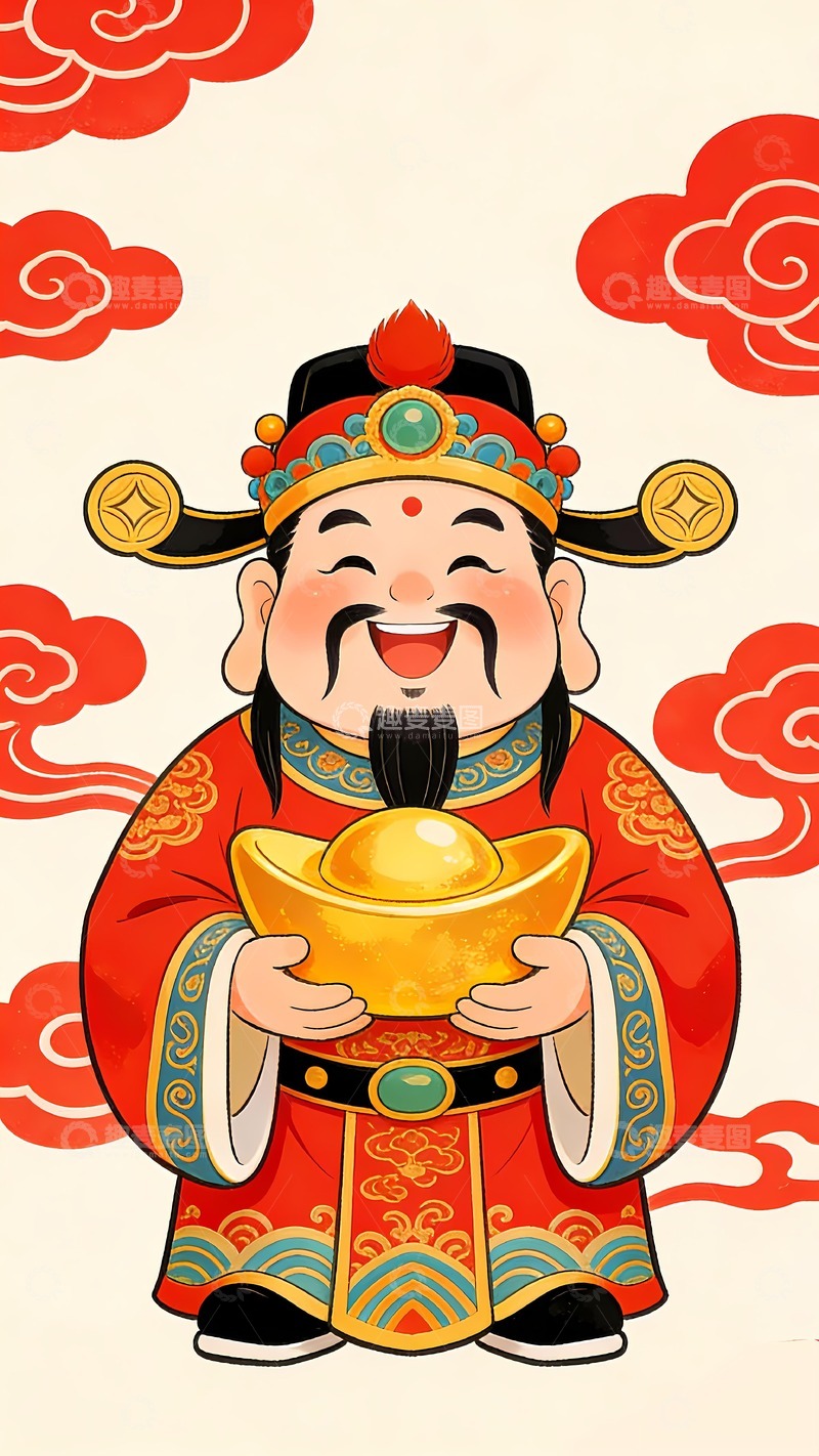 高清大图下载【趣麦麦图】2026马年财神爷