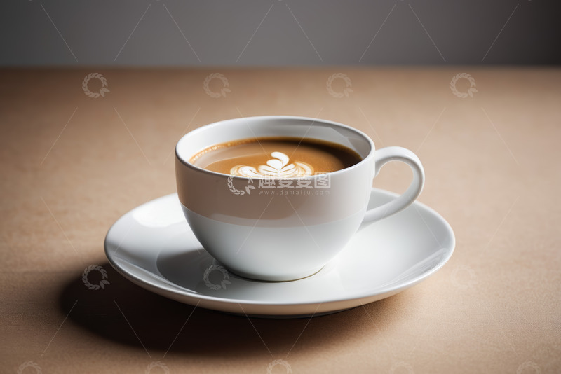 高清大图下载【趣麦麦图】白色咖啡杯中的拉花咖啡