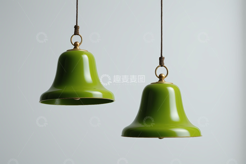 高清大图下载【趣麦麦图】绿色铃铛悬挂装饰素材