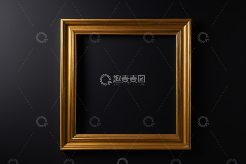 高清大图下载【趣麦麦图】黑色背景上的金色相框