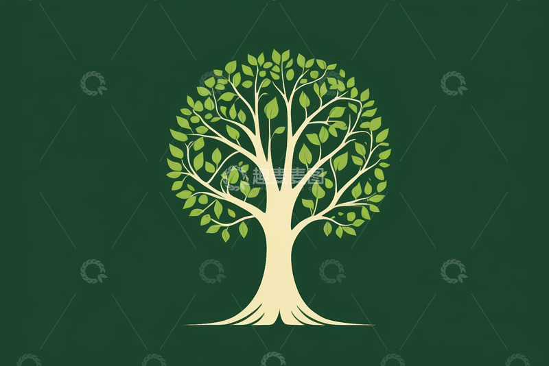 高清大图下载【趣麦麦图】绿色简约风格树木图案