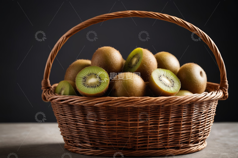 高清大图下载【趣麦麦图】装满猕猴桃的编织篮子