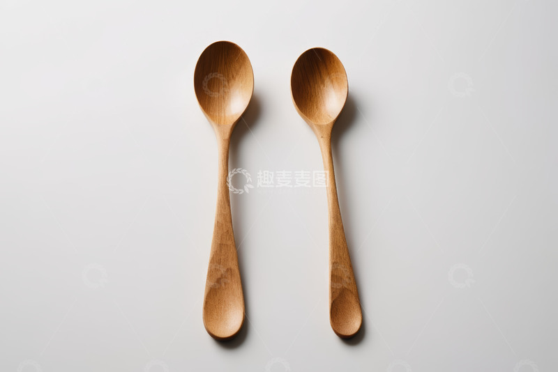 高清大图下载【趣麦麦图】两把木质勺子特写