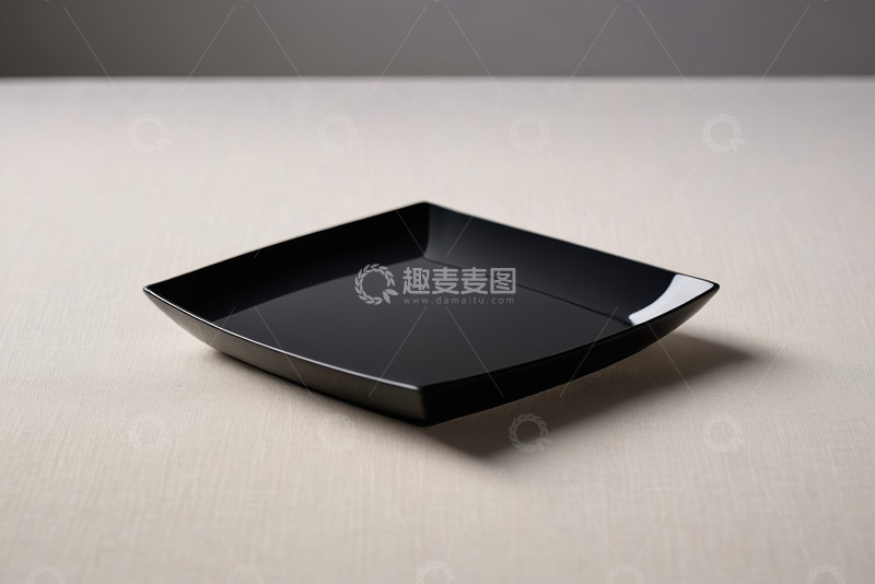 高清大图下载【趣麦麦图】黑色方形餐盘静物展示