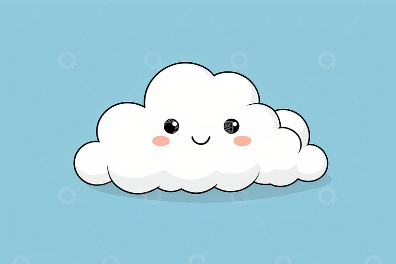 高清大图下载【趣麦麦图】卡通笑脸云朵蓝色背景素材