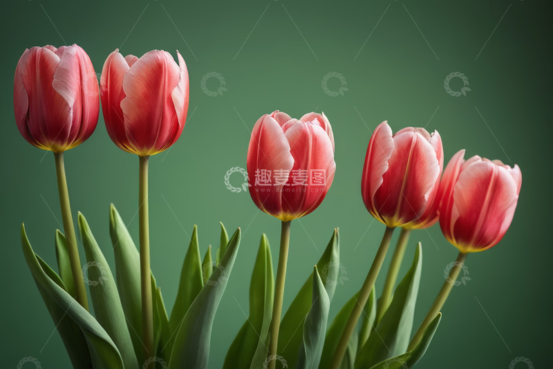 高清大图下载【趣麦麦图】红色郁金香花卉特写